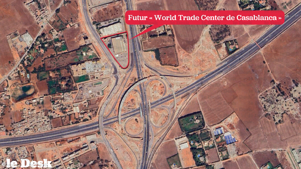 La localisation du projet de complexe multifonctions dans l'entrée sud de Casablanca, porté par la holding HS Invest.