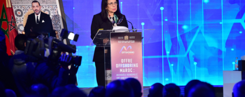 La ministre déléguée chargée de la Transition numérique et de la Réforme de l’administration, Amal El Fallah Seghrouchni lors d’une rencontre sur l’offre nationale d'offshoring à Rabat, le 27 janvier 2026
