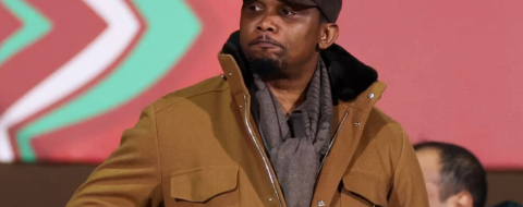 Samuel Eto’o, président de la Fédération camerounaise de football (FECAFOOT) lors de la CAN 2025.
