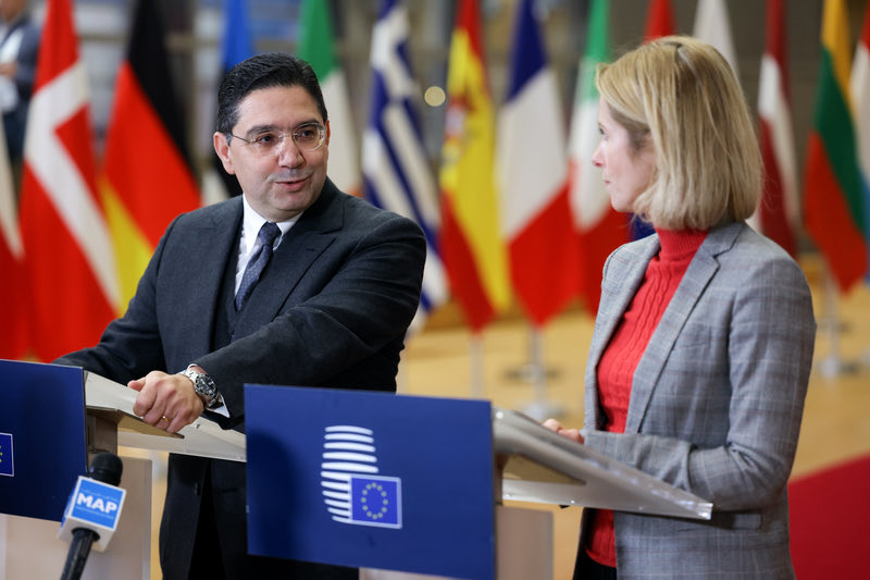 Nasser Bourita, ministre des Affaires étrangères, et Kaja Kallas, Haute Représentante de l’UE pour les Affaires étrangères et vice-présidente de la Commission européenne, le 29 janvier 2026 à Bruxelles.