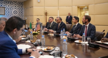 La délégation américaine menée par Massad Boulos, conseiller principal du président américain pour l’Afrique, le monde arabe et le Moyen-Orient, à Alger, le 27 janvier 2026.
