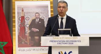 Tarik Senhaji, président de l’AMMC, lors de la présentation des priorités d'actions 2026 de l'organisme, le 27 janvier 2026 à Rabat.