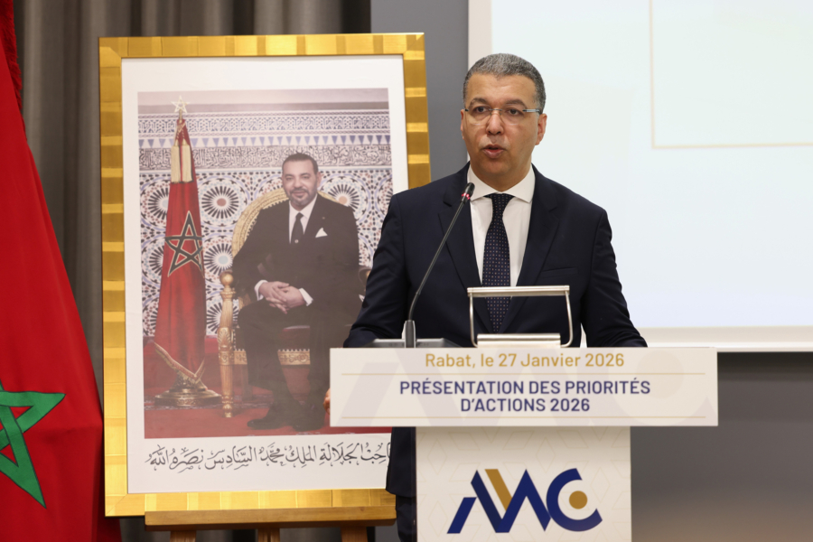 Tarik Senhaji, président de l’AMMC, lors de la présentation des priorités d'actions 2026 de l'organisme, le 27 janvier 2026 à Rabat.