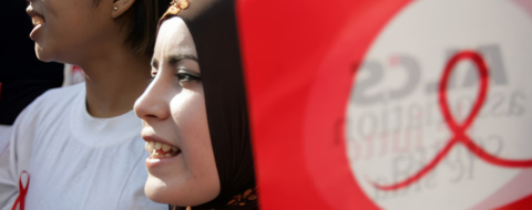Lors d'une manifestation de sensibilisation à l'occasion de la Journée mondiale de lutte contre le sida à Casablanca.