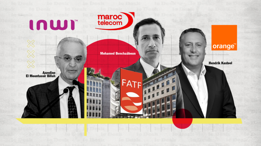 Azzedine El Mountassir Billah, président-directeur général d'Inwi, Mohamed Benchaâbou, président du directoire de Maroc Télécom, et Hendrik Kasteel, directeur général d'Orange Maroc.