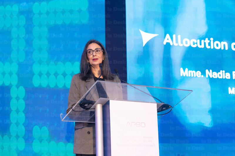 Nadia Fettah, ministre de l'Économie et des Finances, lors de la conférence annuelle de l’Association professionnelle des sociétés de Bourse (APSB), à Casablanca, le 9 février 2026.
