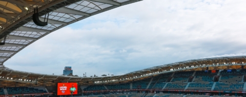 Dans l'enceinte du stade Al Medina, à Rabat.