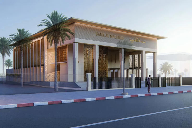 La maquette numérique de la future agence Bank Al-Maghrib à Dakhla.