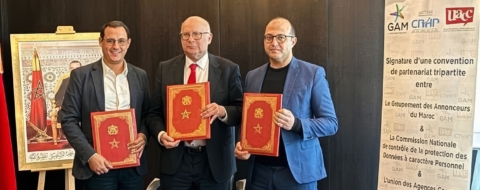 Hassan Rouissi, président de l’UACC, Omar Seghrouchni, président de la CNDP, et Mehdi Yaroub, président du GAM.