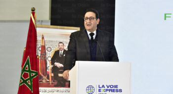 Abdessamad Kayouh, ministre du Transport et de la Logistique, lors de l'inauguration de la plateforme logistique Lakhyayta II Hub, le 4 février 2026.