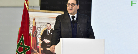 Abdessamad Kayouh, ministre du Transport et de la Logistique, lors de l'inauguration de la plateforme logistique Lakhyayta II Hub, le 4 février 2026.