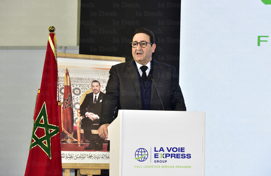 Abdessamad Kayouh, ministre du Transport et de la Logistique, lors de l'inauguration de la plateforme logistique Lakhyayta II Hub, le 4 février 2026.