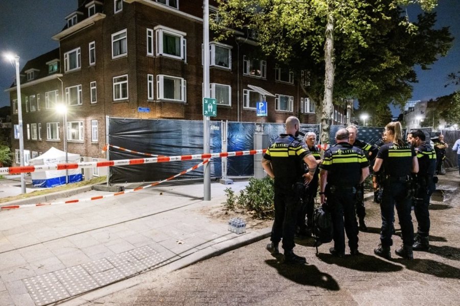 La scène de crime de la fusillade survenue à Rotterdam.
