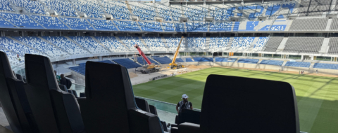 La vue depuis les tribunes du Grand Stade de Tanger.