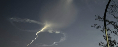 Image de missile attribué à une frappe iranienne.