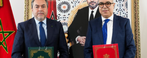 Abdelhamid Addou, PDG de Royal Air Maroc, et Pr Lahcen Belyamani, PDG de la Fondation Mohammed VI des sciences et de la santé.