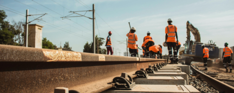 Un chantier ferroviaire conduit par le groupe NGE en Afrique.
