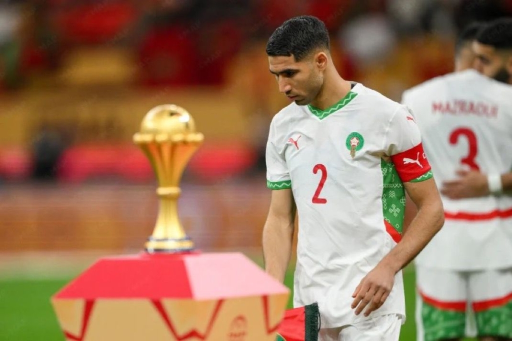 Achraf Hakimi, capitaine des Lions des l'Atlas, lors de la finale de la CAN 2025.
