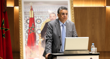Le ministre de la Justice Abdellatif Ouahbi, lors du séminaire sur l'efficience du cadre juridique relatif au recouvrement judiciaire des créances en souffrance.