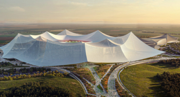 Une maquette numérique du Grand Stade Hassan II de Benslimane.