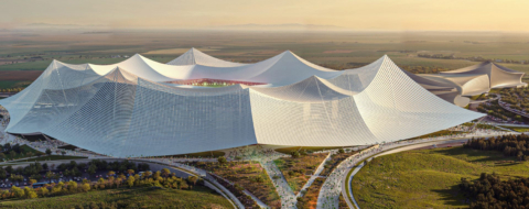 Une maquette numérique du Grand Stade Hassan II de Benslimane.