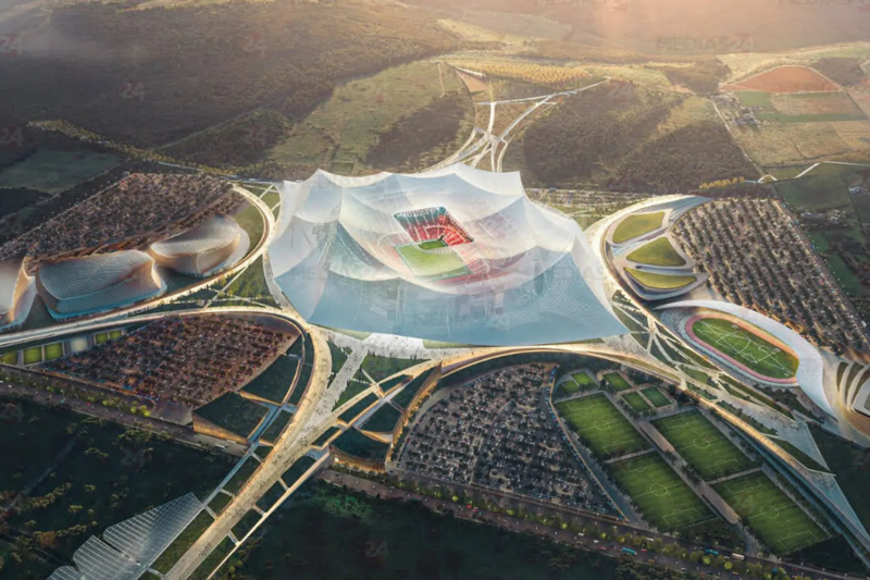 Une maquette numérique du Grand Stade Hassan II de Benslimane. Crédit : Populous