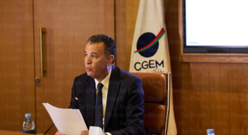 Chakib Alj, président de la CGEM, présentant le bilan de son mandat, le 15 avril 2026.