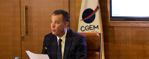 Chakib Alj, président de la CGEM, présentant le bilan de son mandat, le 15 avril 2026.