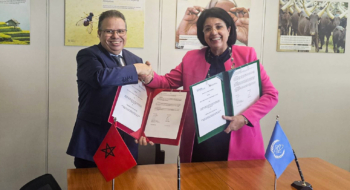 Lors de la cérémonie de signature du partenariat entre la FM6SS et l'AIEA.