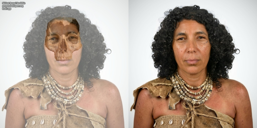 Reconstruction faciale basée sur skh001, une femme de 6 400 ans de Skhirat-Rouazi, Maroc