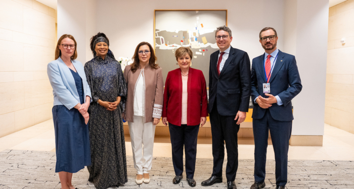 Neila Tazi avec Kristalina Georgieva, directrice générale du FMI à Washington, le 14 avril 2026