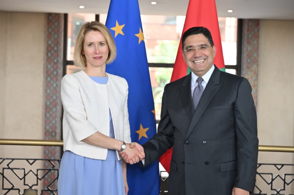 Nasser Bourita, ministre des Affaires étrangères, et Kaja Kallas, Haute Représentante de l’UE pour les Affaires étrangères et la Politique de sécurité et vice-présidente de la Commission européenne, à Rabat, le 16 avril 2026.