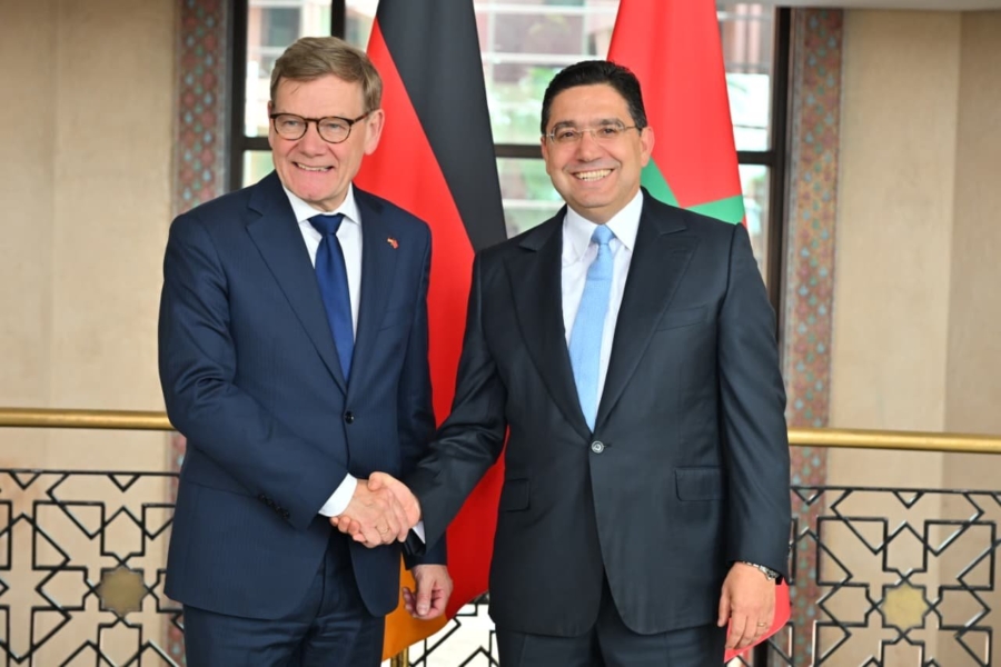 Nasser Bourita, ministre des Affaires étrangères, de la Coopération africaine et des Marocains résidant à l’étranger, et son homologue allemand Johann Wadephul.
