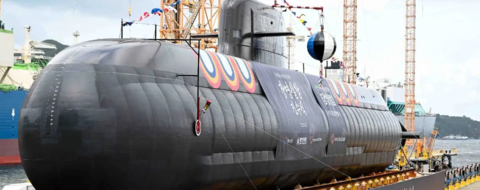 Lancement du premier sous-marin sud-coréen de classe KSS-III Batch-II, le 22 octobre 2025.