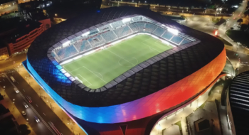 Vue aérienne du Stade Al Medina, à Rabat.