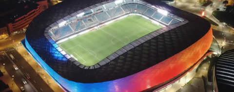 Vue aérienne du Stade Al Medina, à Rabat.