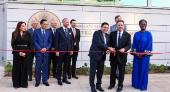 Lors de l'inauguration du nouveau consulat des États-Unis à Casablanca, à Casablanca Finance City, le 30 avril 2026.