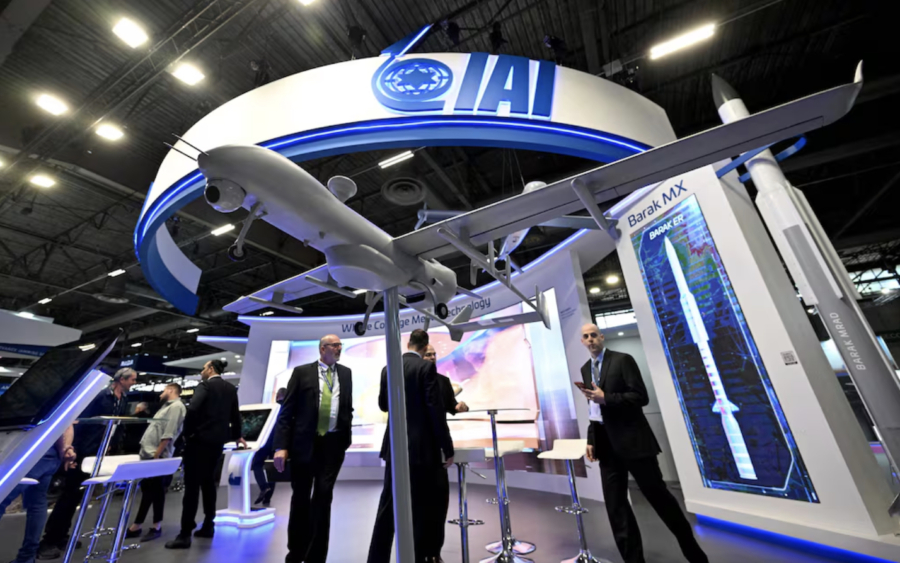 Le stand de la société israélienne de technologies de défense Israel Aerospace Industries (IAI) au salon Eurosatory en 2022.