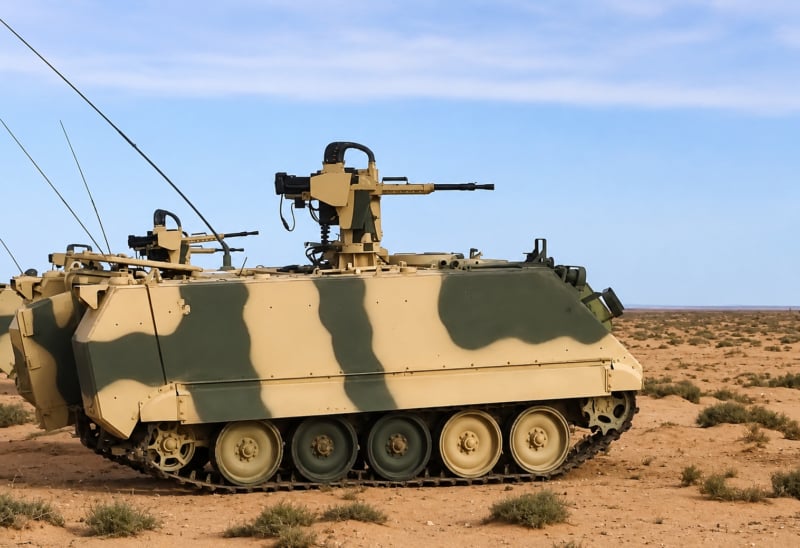 les véhicules blindés de transport de troupes M113 des FAR sont apparus équipés de tourelles téléopérées Guardian 1.5 de fabrication espagnole