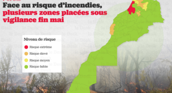 La carte des zones à risque d’incendies de forêt, couvrant la période allant du 26 au 29 mai 2026, publiée par l’Agence nationale des eaux et forêts (ANEF).