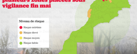 La carte des zones à risque d’incendies de forêt, couvrant la période allant du 26 au 29 mai 2026, publiée par l’Agence nationale des eaux et forêts (ANEF).