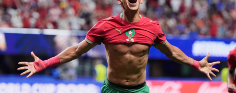 Soufiane Rahimi après son but libérateur face à Haïti.