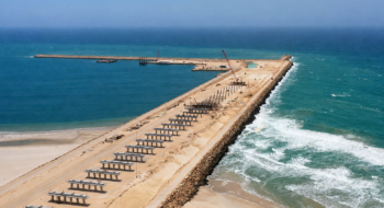 Le chantier de la jetée du port Dakhla Atlantique.