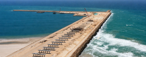 Le chantier de la jetée du port Dakhla Atlantique.