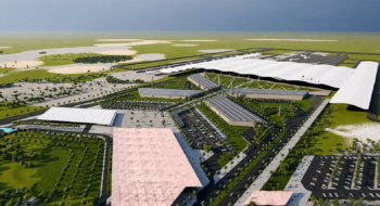 Une maquette numérique de la future gare LGV de l’aéroport Casablanca Mohammed V, conçue par le cabinet ALA Concept.