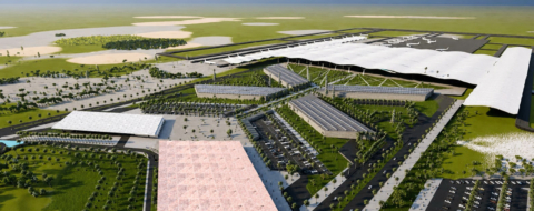 Une maquette numérique de la future gare LGV de l’aéroport Casablanca Mohammed V, conçue par le cabinet ALA Concept.