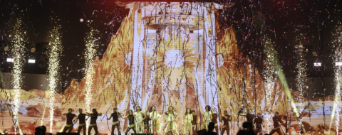Le groupe sud-coréen Itzy sur la scène OLM Souissi, dans le cadre de la 21e édition du Festival Mawazine - Rythmes du monde, le 23 juin 2026 à Rabat.