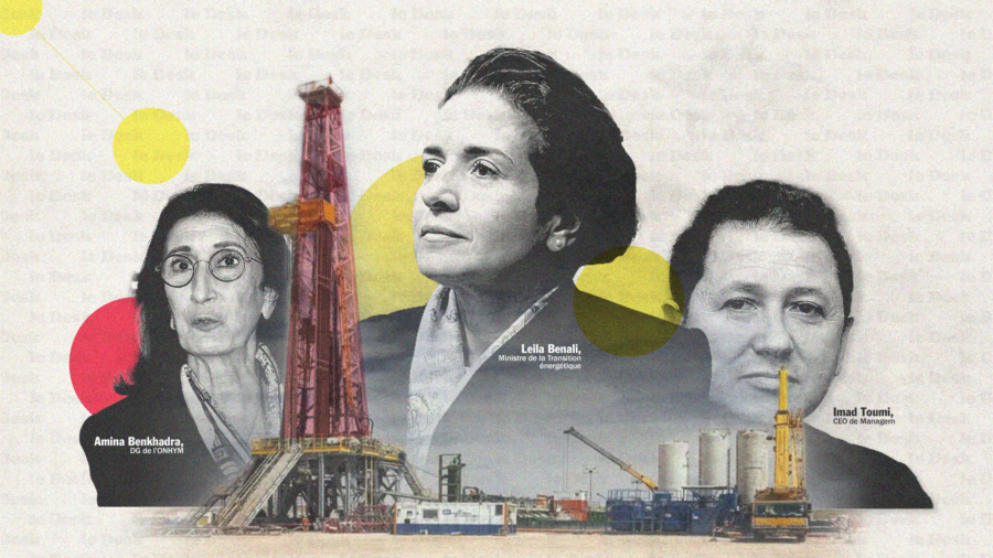 Leila Benali, ministre de la Transition énergétique, Amina Benkhadra, DG de l'ONHYM, Imad Toumi, CEO de Managem.