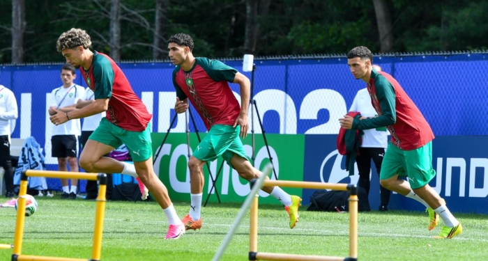 Séance d’entraînement des Lions de l’Atlas le 18 juin, organisée au stade Revolution Training Center de Boston