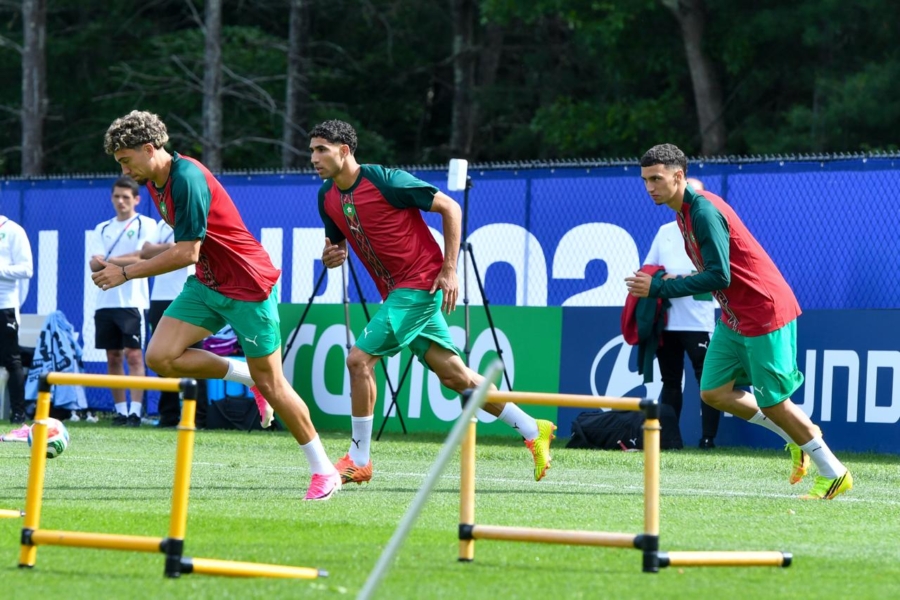 Séance d’entraînement des Lions de l’Atlas le 18 juin, organisée au stade Revolution Training Center de Boston